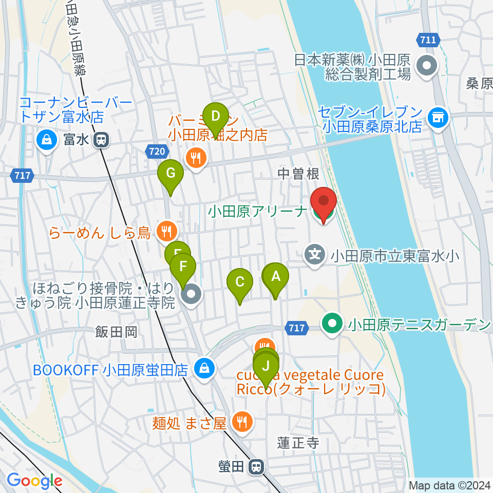 小田原アリーナ周辺の駐車場・コインパーキング一覧地図