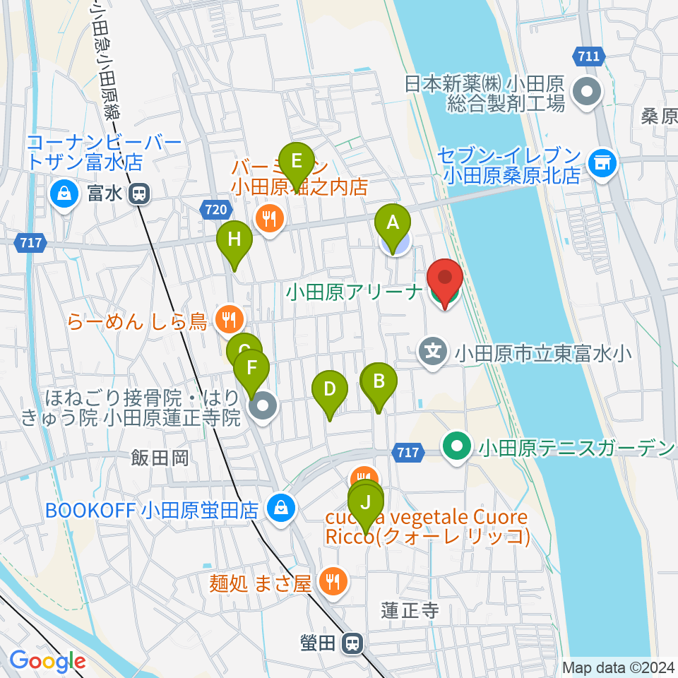 小田原アリーナ周辺の駐車場・コインパーキング一覧地図