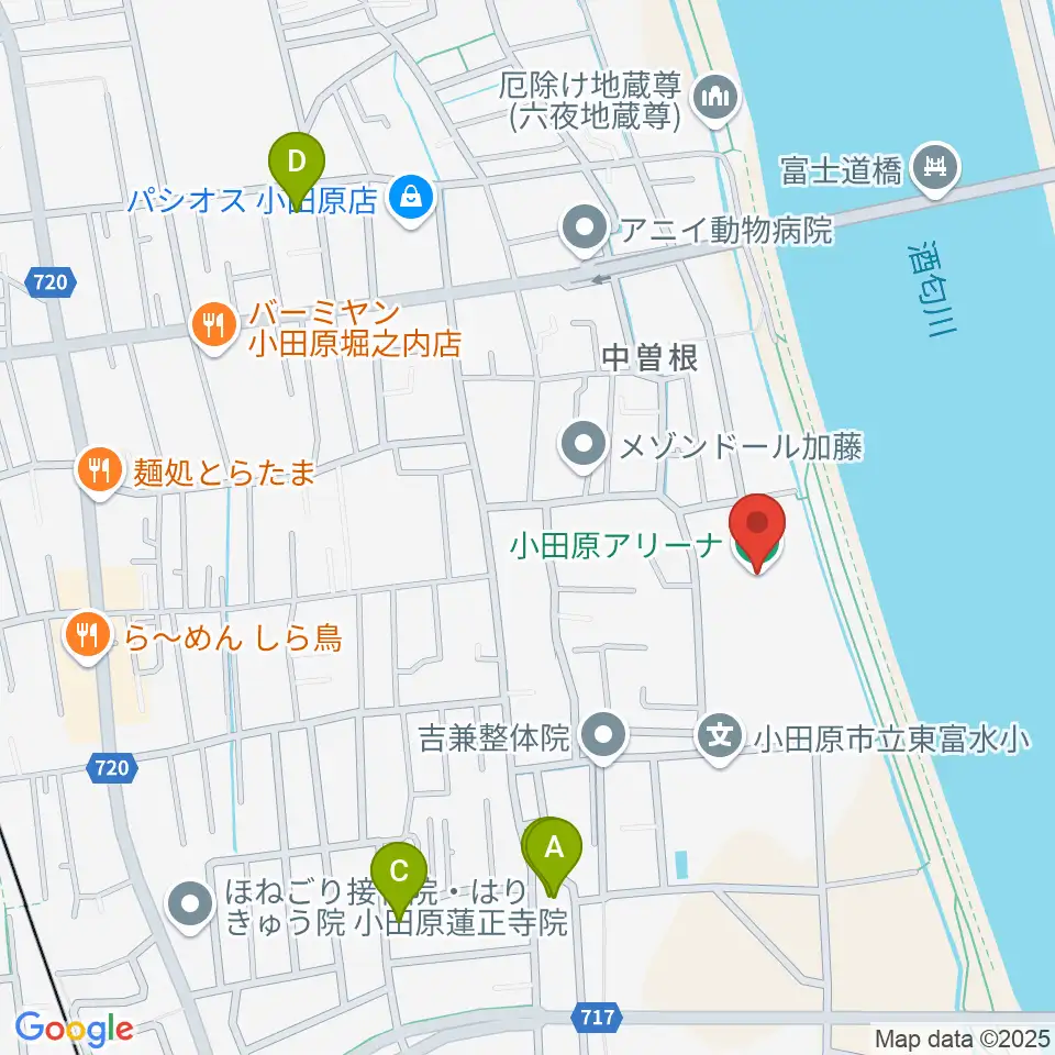 小田原アリーナ周辺の駐車場・コインパーキング一覧地図