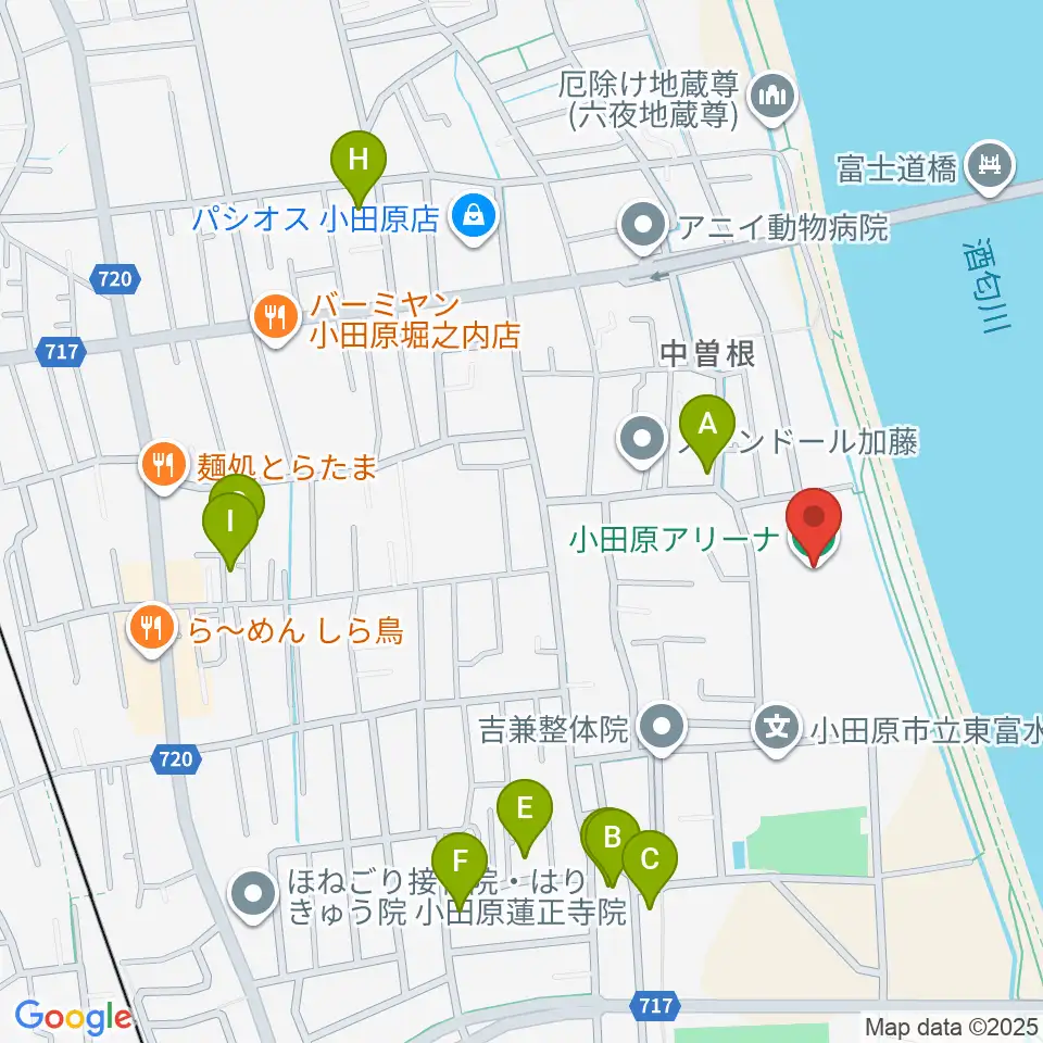 小田原アリーナ周辺の駐車場・コインパーキング一覧地図