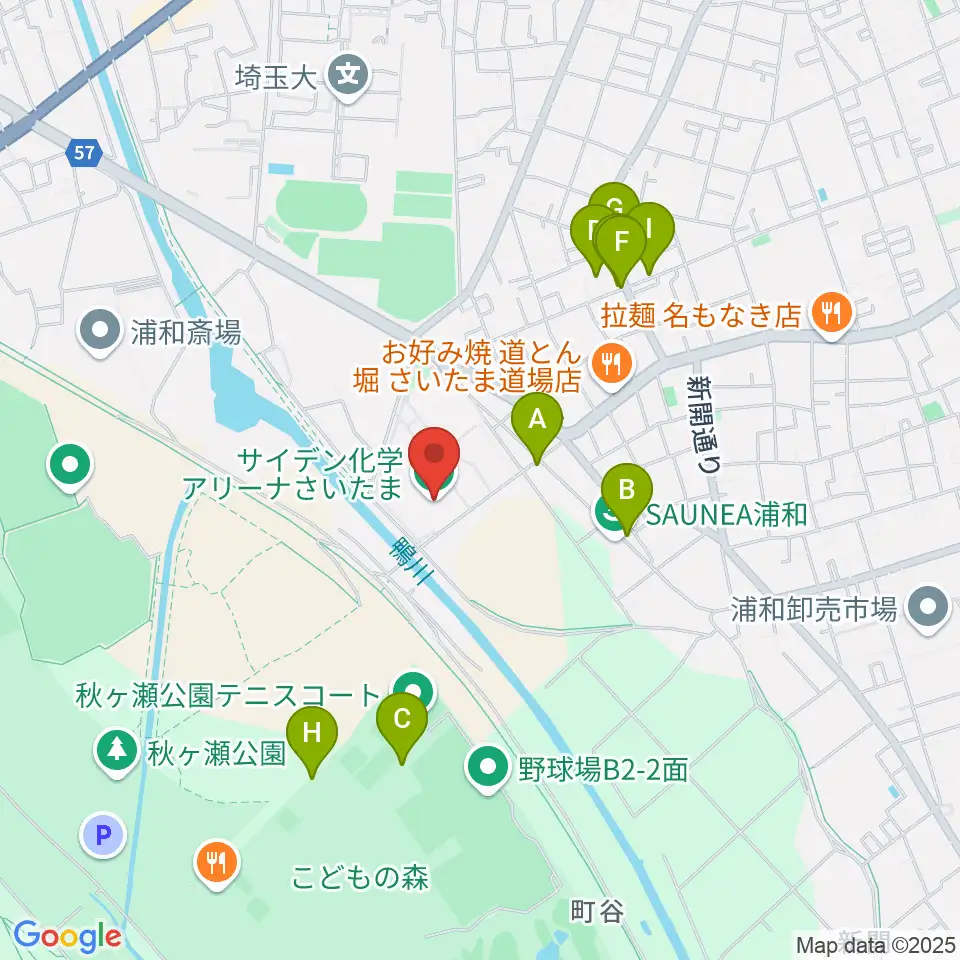 サイデン化学アリーナさいたま周辺の駐車場・コインパーキング一覧地図