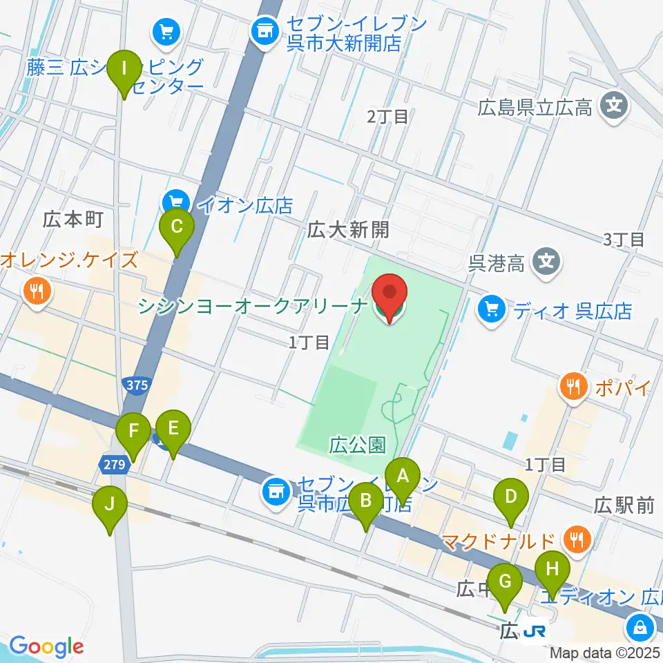 シシンヨーオークアリーナ周辺の駐車場・コインパーキング一覧地図