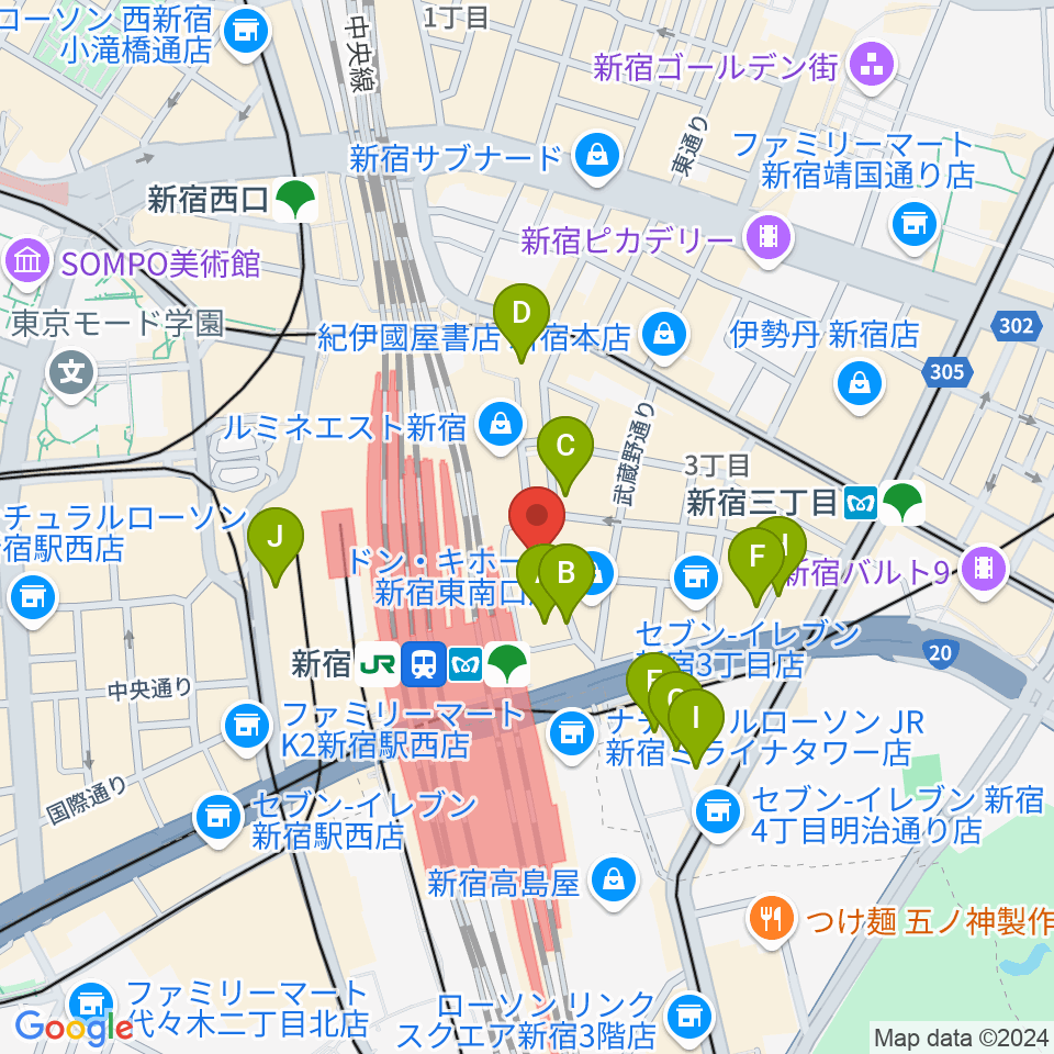 新宿シネマカリテ周辺の駐車場・コインパーキング一覧地図