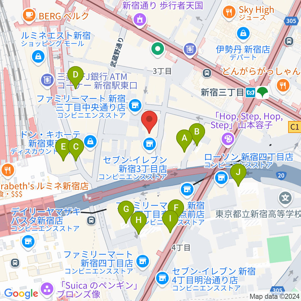 ユニオンレコード新宿周辺の駐車場・コインパーキング一覧地図