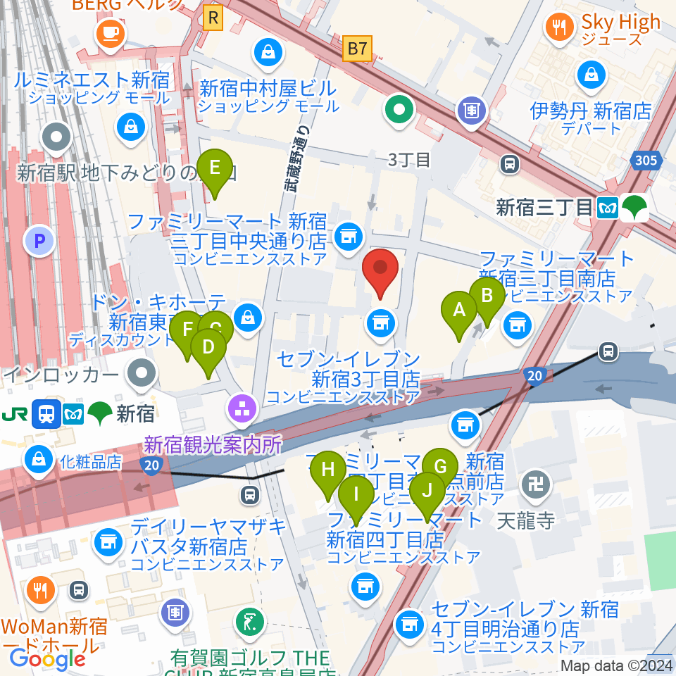 ユニオンレコード新宿周辺の駐車場・コインパーキング一覧地図