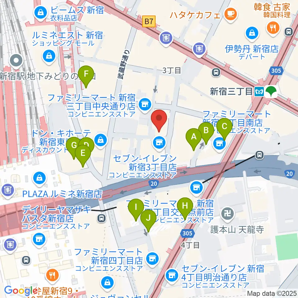 ユニオンレコード新宿周辺の駐車場・コインパーキング一覧地図