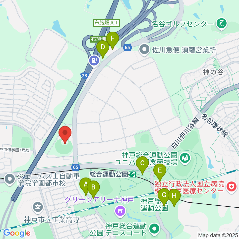 G7スタジアム神戸周辺の駐車場・コインパーキング一覧地図