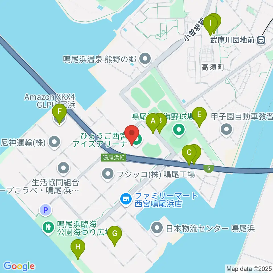 ひょうご西宮アイスアリーナ周辺の駐車場・コインパーキング一覧地図