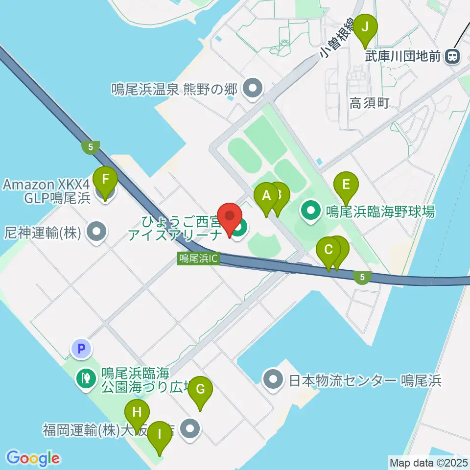 ひょうご西宮アイスアリーナ周辺の駐車場・コインパーキング一覧地図
