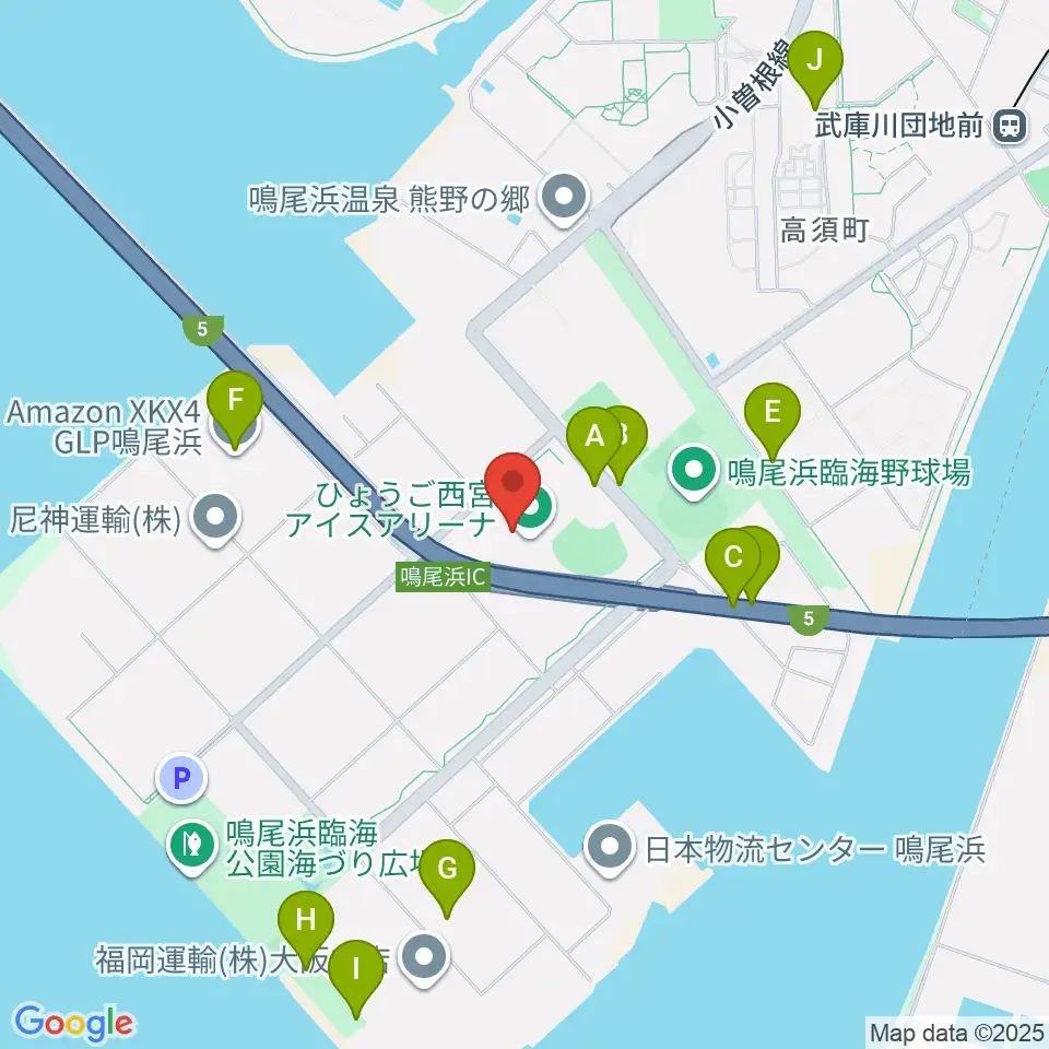 ひょうご西宮アイスアリーナ周辺の駐車場・コインパーキング一覧地図