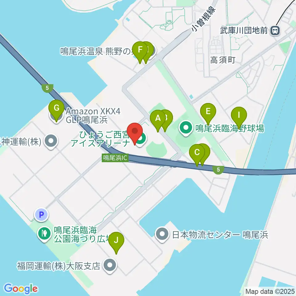 ひょうご西宮アイスアリーナ周辺の駐車場・コインパーキング一覧地図