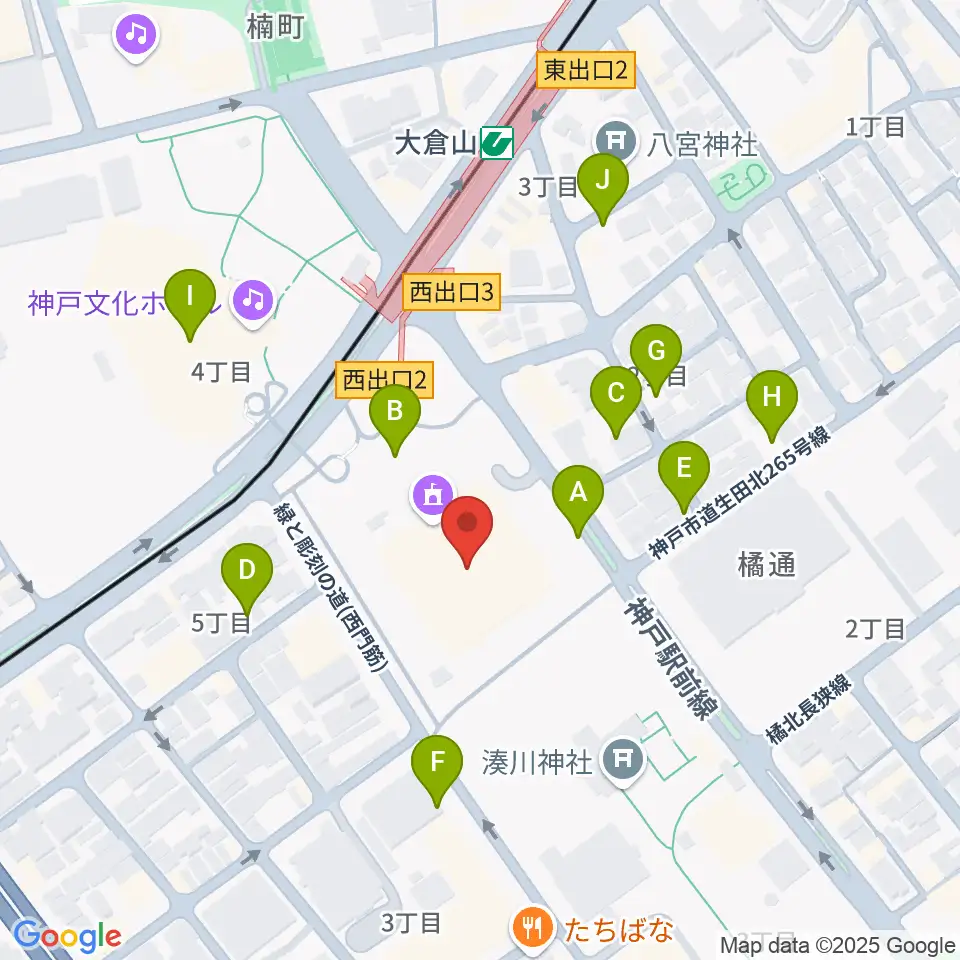 神戸市立中央体育館周辺の駐車場・コインパーキング一覧地図