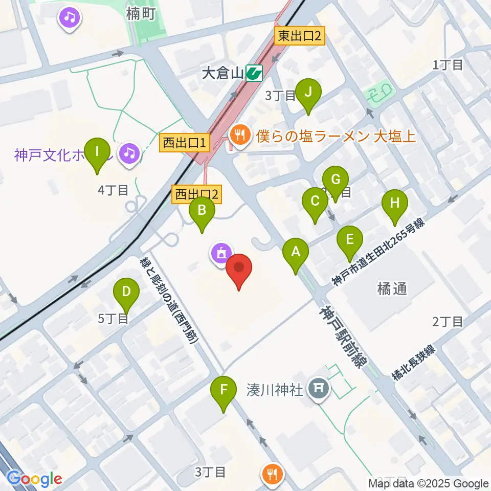 神戸市立中央体育館周辺の駐車場・コインパーキング一覧地図