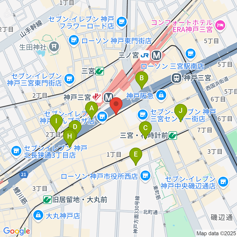 りずむぼっくす三宮ウエスト店周辺の駐車場・コインパーキング一覧地図