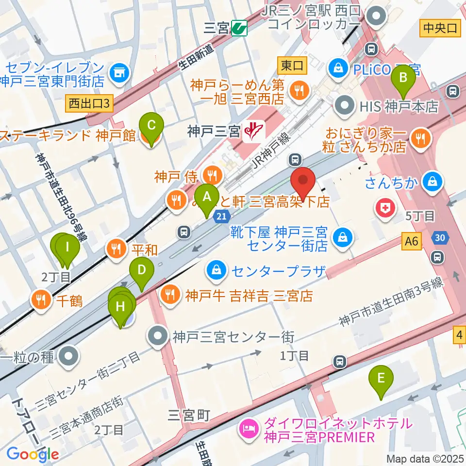 りずむぼっくす三宮ウエスト店周辺の駐車場・コインパーキング一覧地図