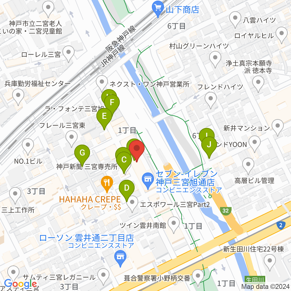 神戸三宮カフェプレジドン周辺の駐車場・コインパーキング一覧地図