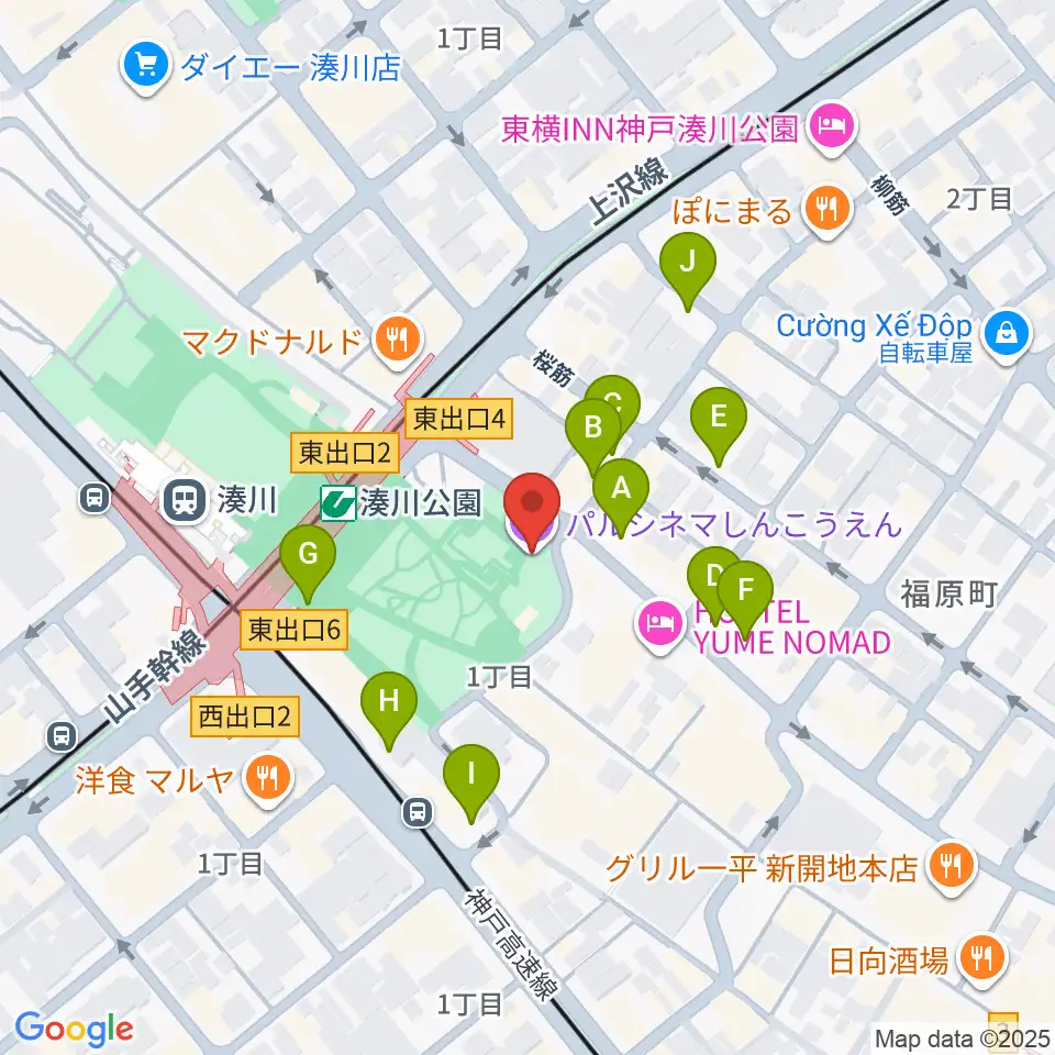 パルシネマしんこうえん周辺の駐車場・コインパーキング一覧地図