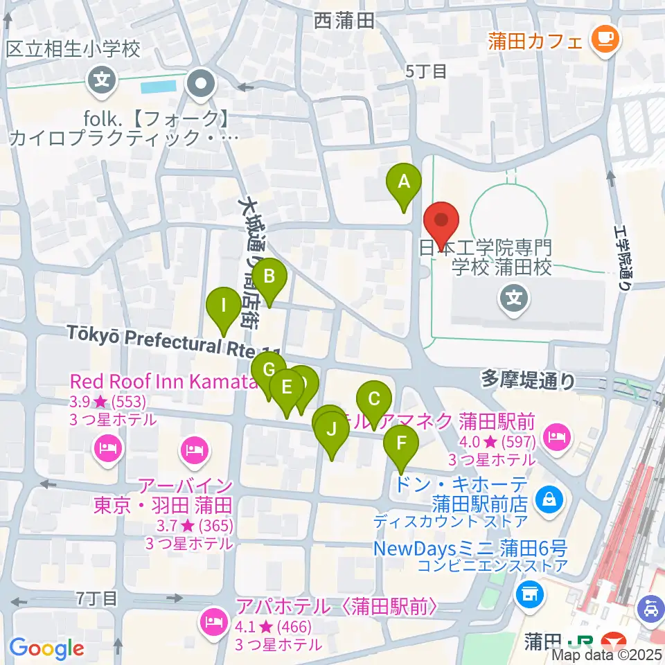 日本工学院アリーナ周辺の駐車場・コインパーキング一覧地図