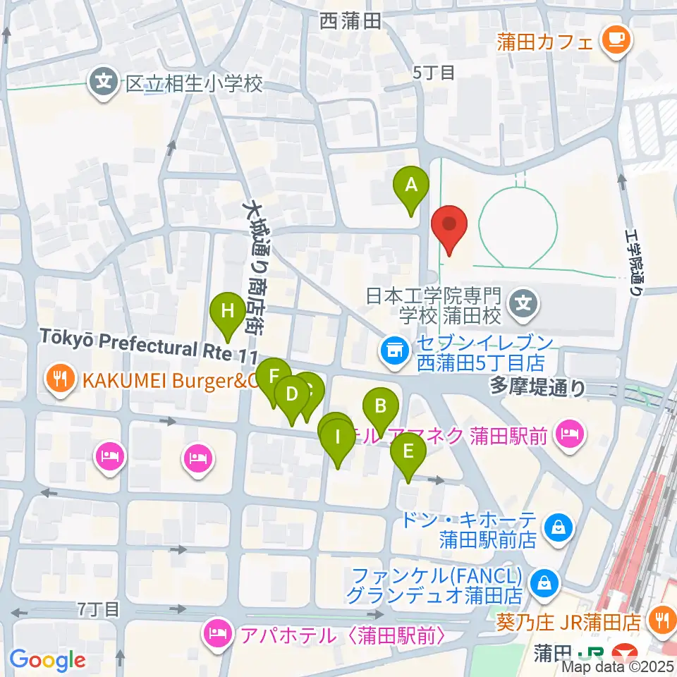 日本工学院アリーナ周辺の駐車場・コインパーキング一覧地図