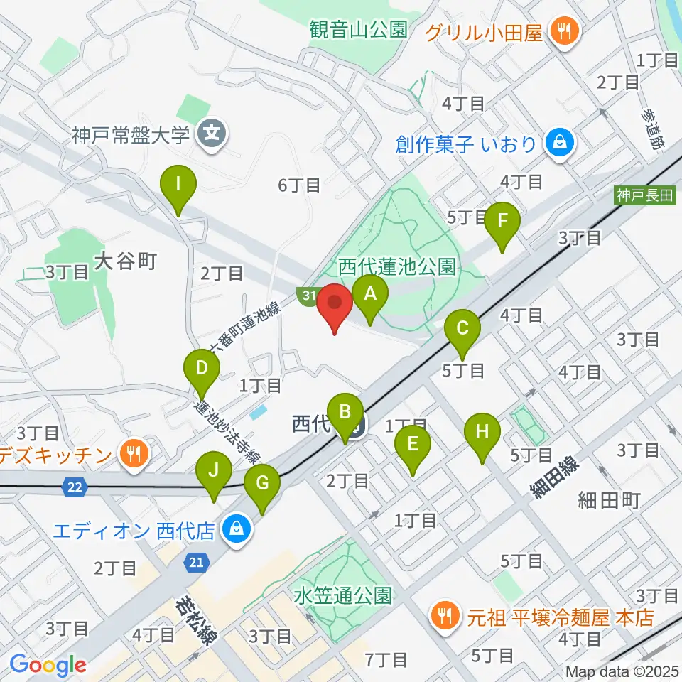 神戸常盤アリーナ周辺の駐車場・コインパーキング一覧地図