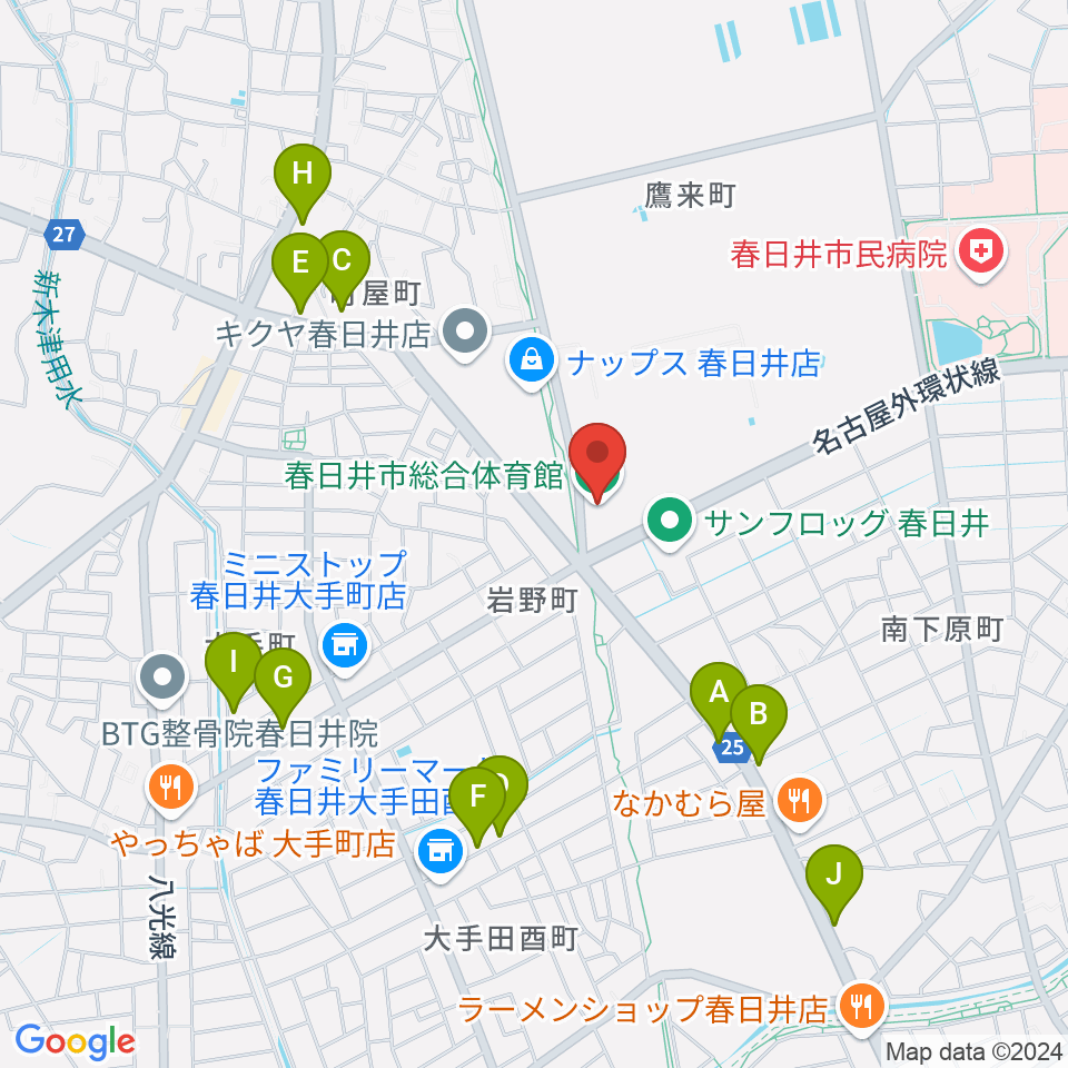 春日井市総合体育館周辺の駐車場・コインパーキング一覧地図