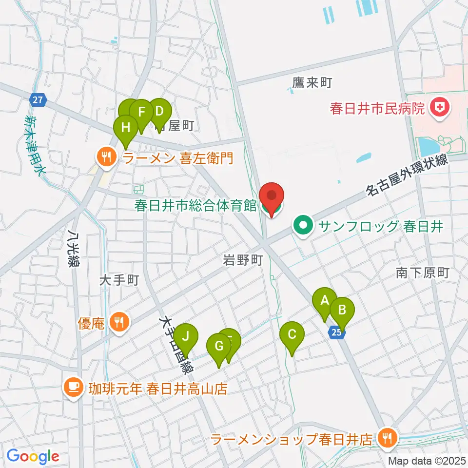 春日井市総合体育館周辺の駐車場・コインパーキング一覧地図