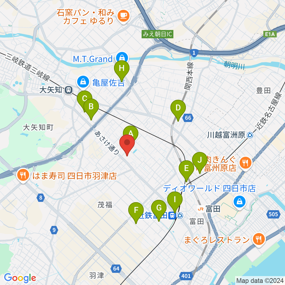 四日市地域総合会館あさけプラザ周辺の駐車場・コインパーキング一覧地図