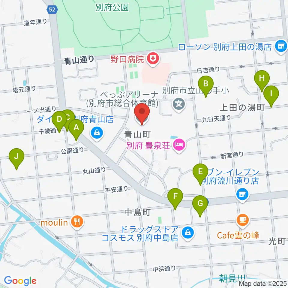 べっぷアリーナ周辺の駐車場・コインパーキング一覧地図