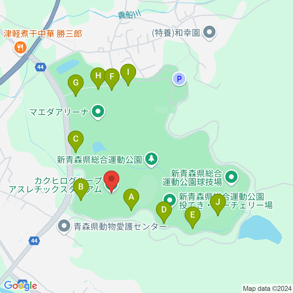 カクヒログループ アスレチックスタジアム周辺の駐車場・コインパーキング一覧地図