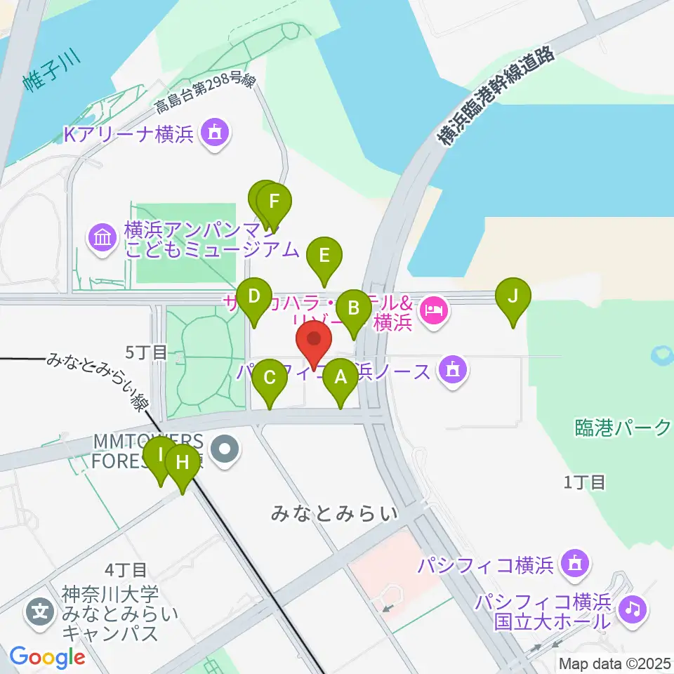横浜みなとみらいブロンテ周辺の駐車場・コインパーキング一覧地図