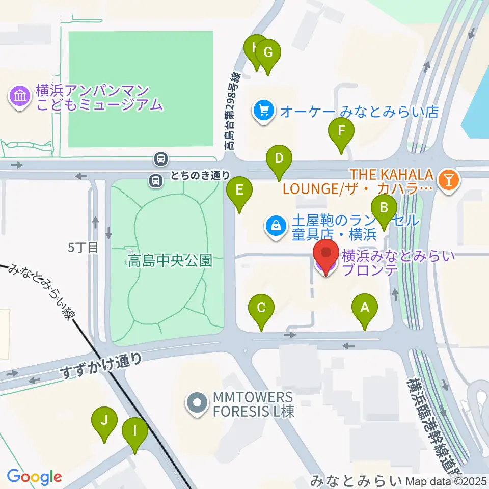 横浜みなとみらいブロンテ周辺の駐車場・コインパーキング一覧地図