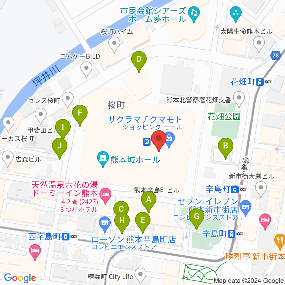 TOHOシネマズ 熊本サクラマチ周辺の駐車場・コインパーキング一覧地図