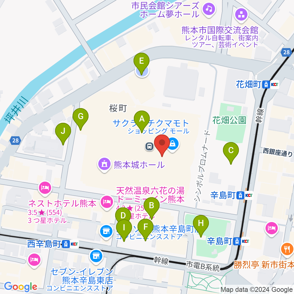 TOHOシネマズ 熊本サクラマチ周辺の駐車場・コインパーキング一覧地図