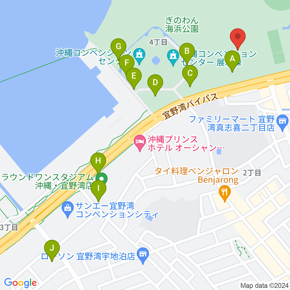 宜野湾市立体育館周辺の駐車場・コインパーキング一覧地図
