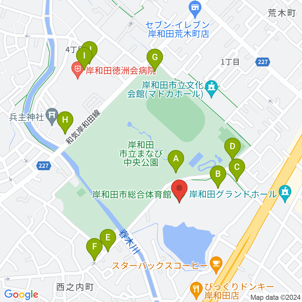 岸和田市総合体育館周辺の駐車場・コインパーキング一覧地図