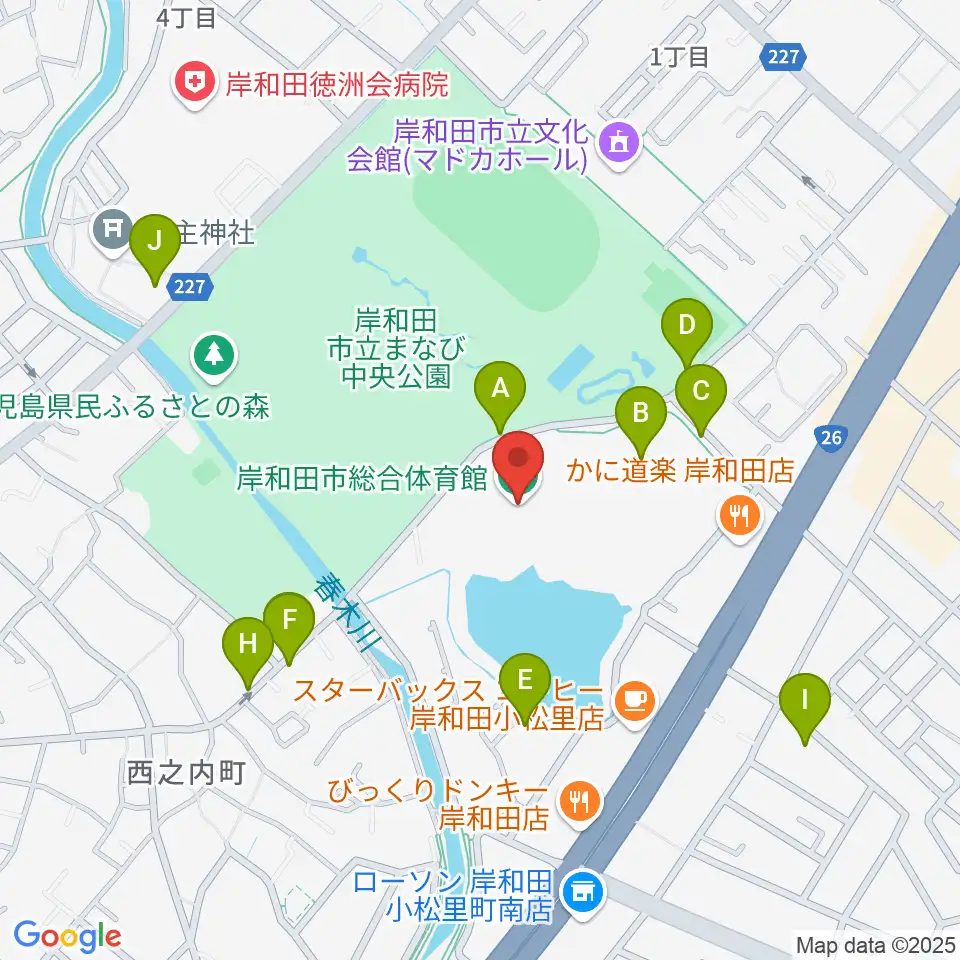 岸和田市総合体育館周辺の駐車場・コインパーキング一覧地図