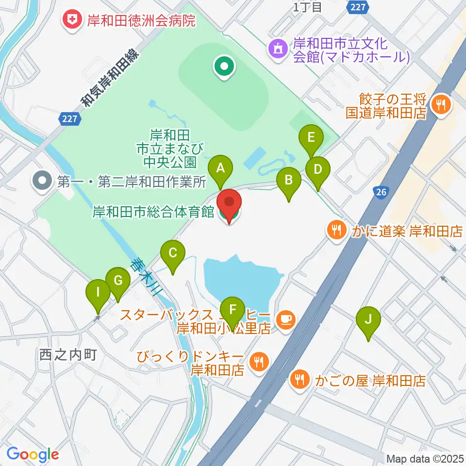 岸和田市総合体育館周辺の駐車場・コインパーキング一覧地図