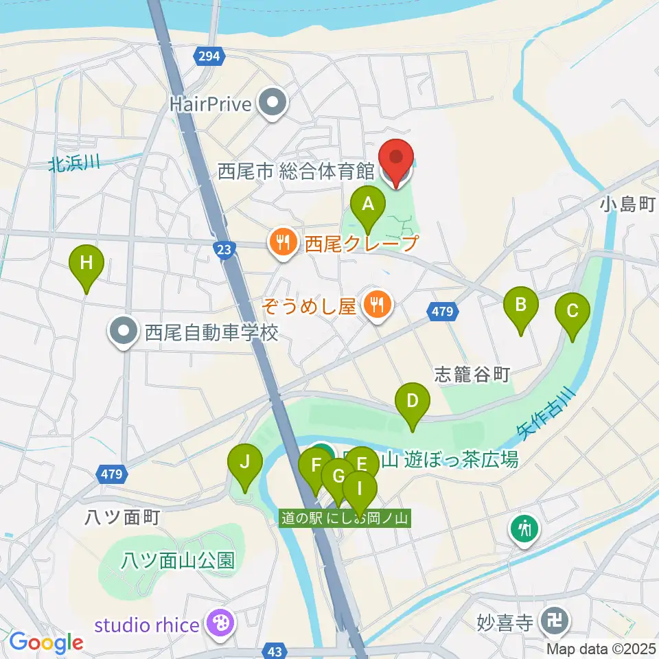 ダイセンアリーナ西尾周辺の駐車場・コインパーキング一覧地図