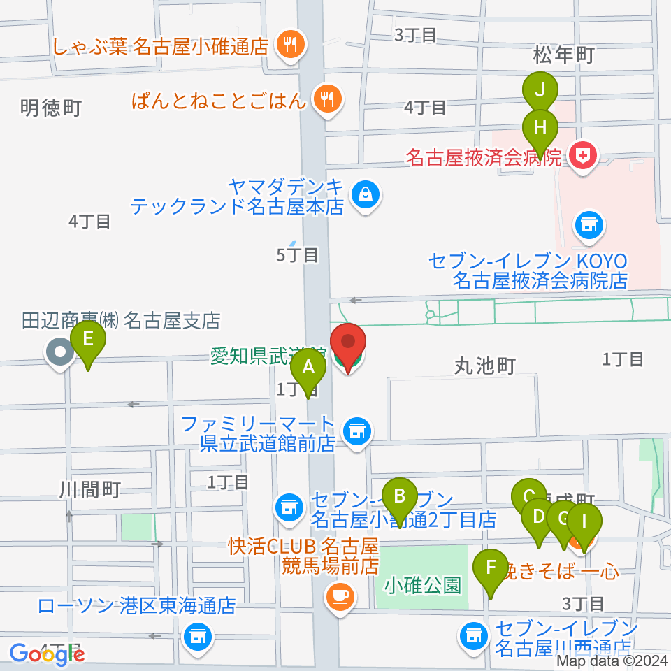 愛知県武道館周辺の駐車場・コインパーキング一覧地図