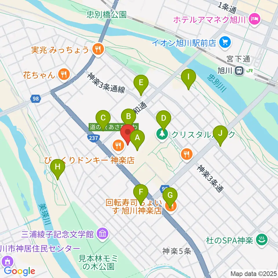 道北アークス大雪アリーナ周辺の駐車場・コインパーキング一覧地図