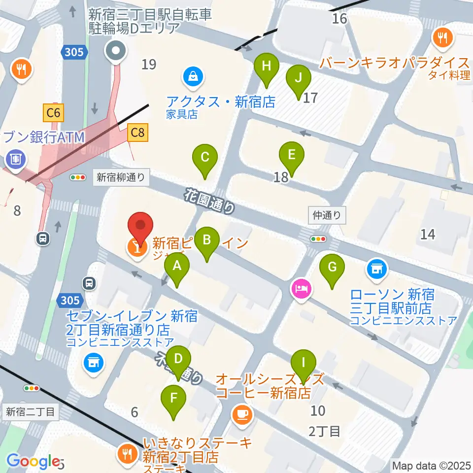 スタジオピットイン周辺の駐車場・コインパーキング一覧地図