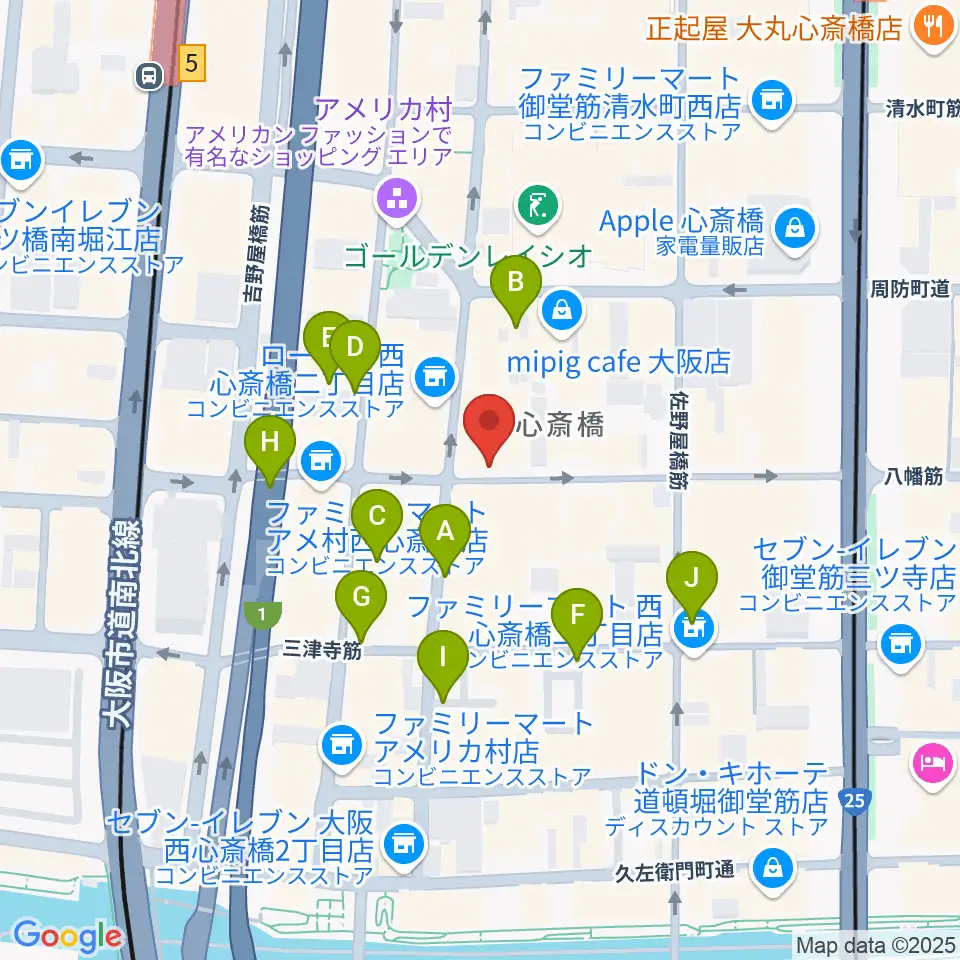 心斎橋Anima周辺の駐車場・コインパーキング一覧地図