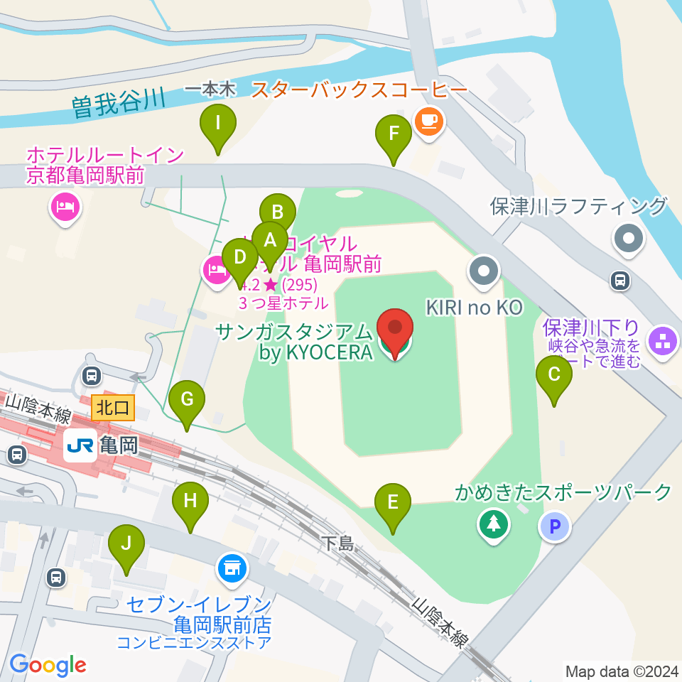 サンガスタジアム by KYOCERA周辺の駐車場・コインパーキング一覧地図