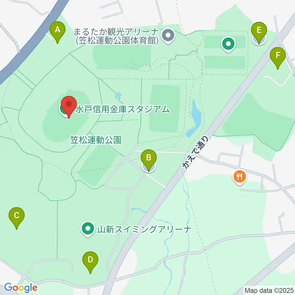 水戸信用金庫スタジアム周辺の駐車場・コインパーキング一覧地図
