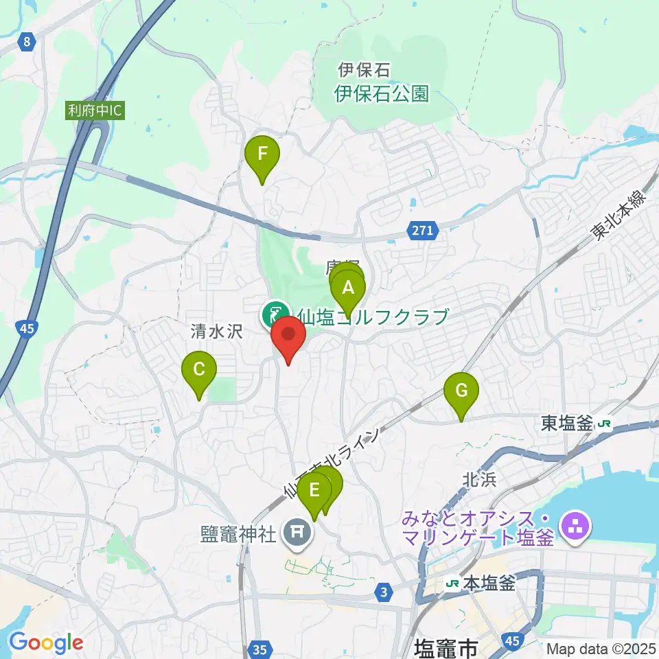 塩釜ガス体育館周辺の駐車場・コインパーキング一覧地図