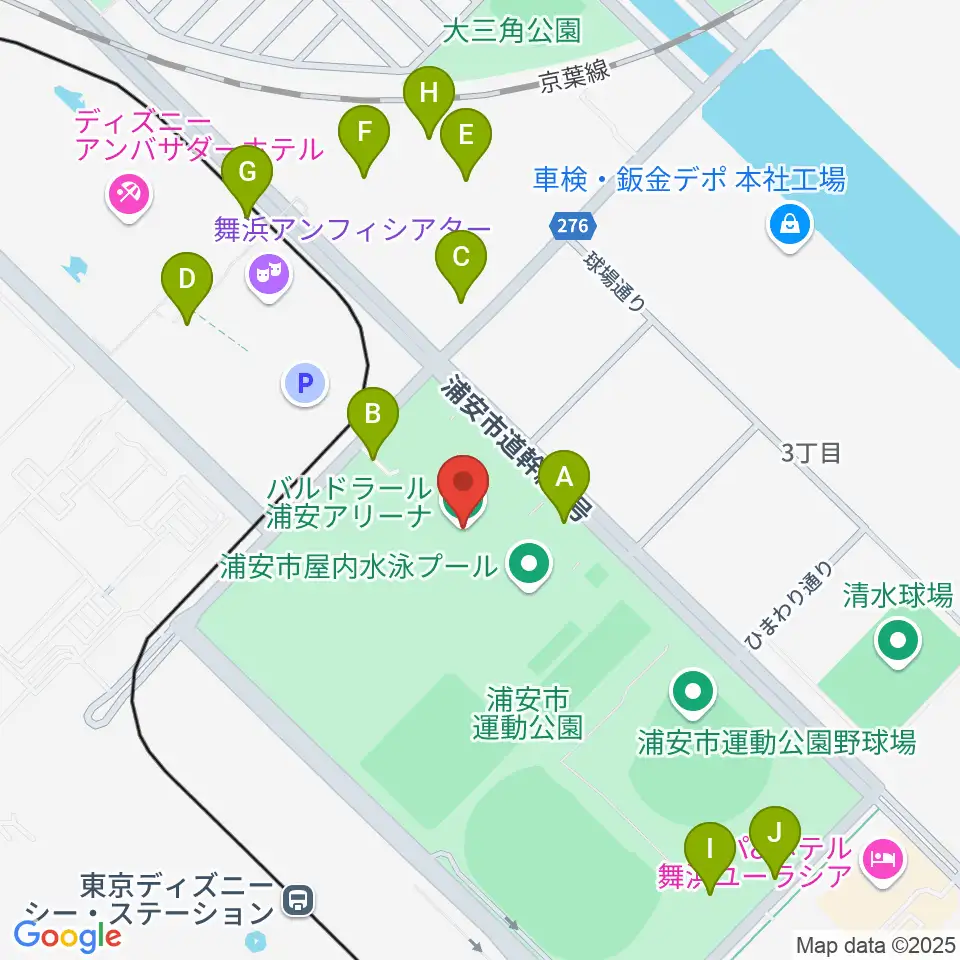 バルドラール浦安アリーナ周辺の駐車場・コインパーキング一覧地図