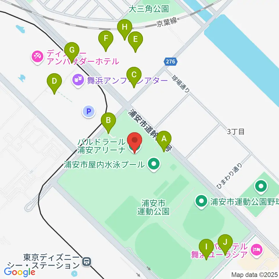 バルドラール浦安アリーナ周辺の駐車場・コインパーキング一覧地図