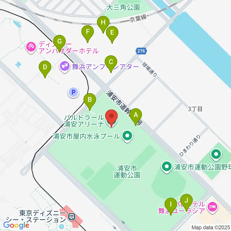 バルドラール浦安アリーナ周辺の駐車場・コインパーキング一覧地図