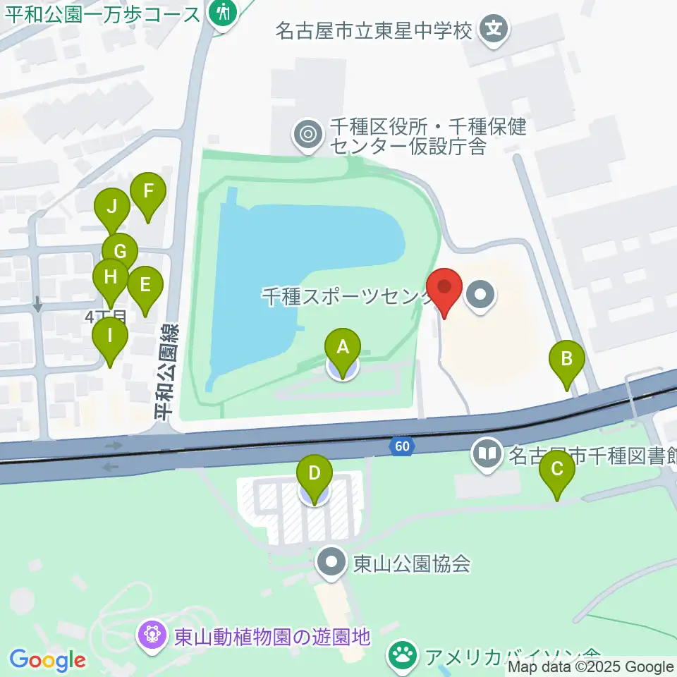 名古屋市千種スポーツセンター周辺の駐車場・コインパーキング一覧地図