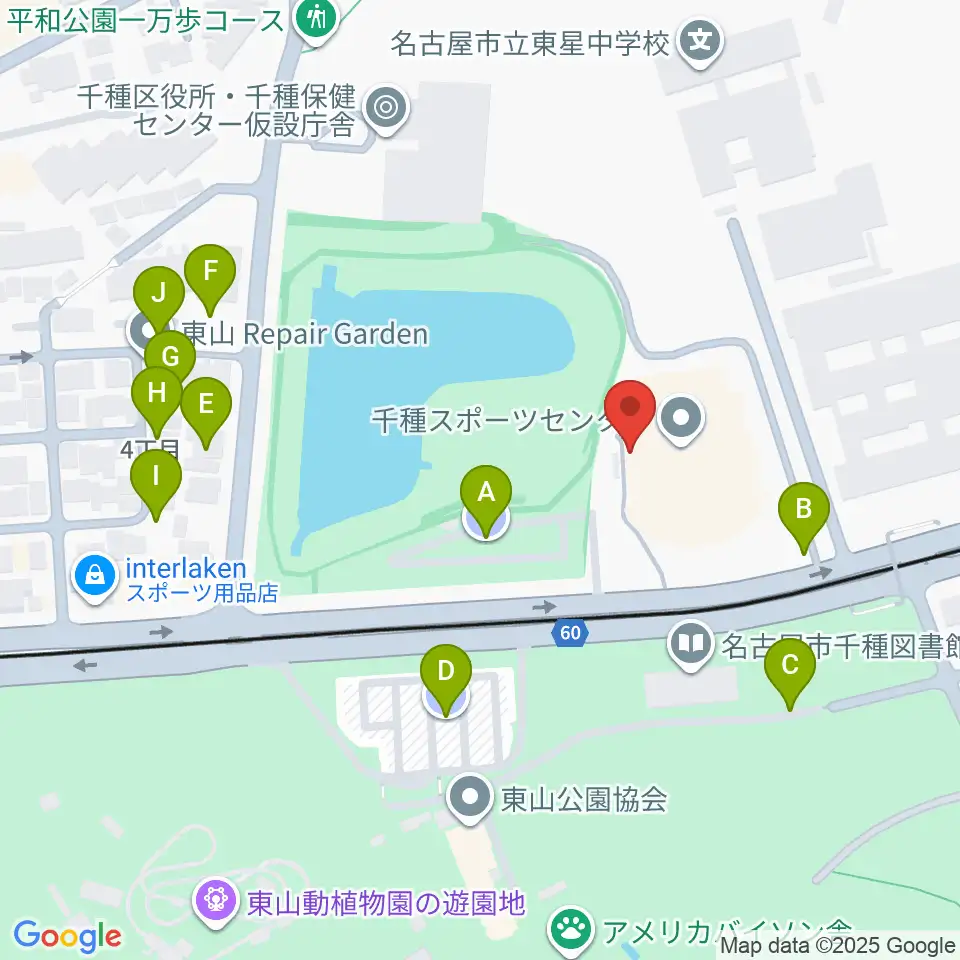 名古屋市千種スポーツセンター周辺の駐車場・コインパーキング一覧地図